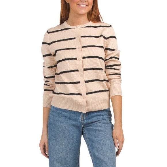 AMORE ROSE Macadamia Striped Cardigan - Picture 1 of 2